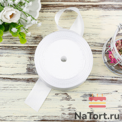 Лента атласная 25 мм (23 метра, цвет №1 белый)