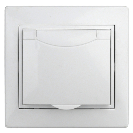 Розетка Intro Plano 1-203-01 с заземлением 2P+E Schuko с крышкой 16А-250В IP20 СУ белый