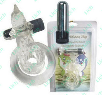 Прозрачное эрекционное кольцо с вибрацией и дельфинчиком для стимуляции клитора