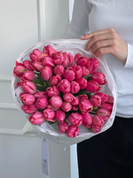 Букет из 51 ярко-розового тюльпана