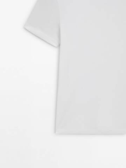 Massimo Dutti Хлопковая футболка с коротким рукавом, белый