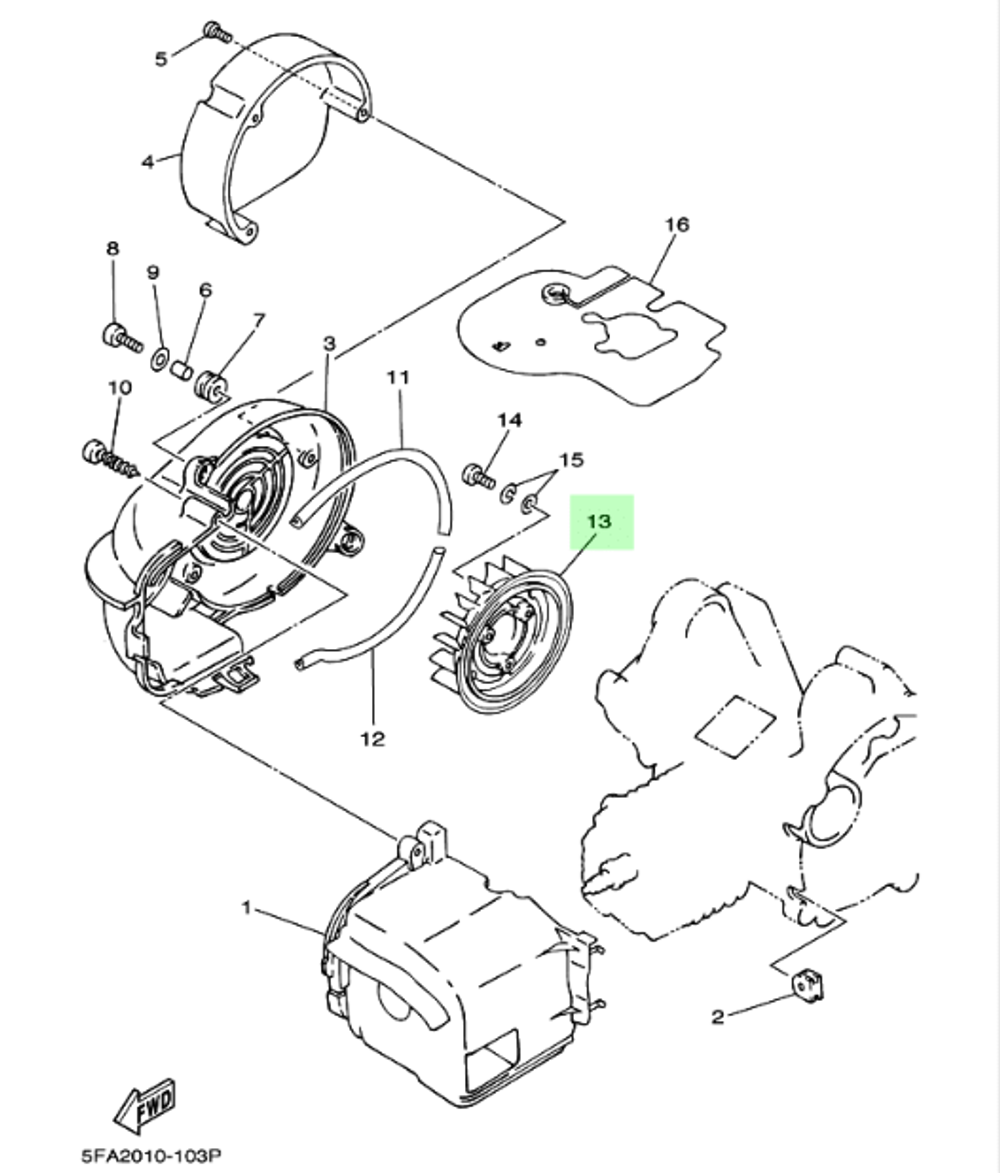 Крыльчатка охлаждения Yamaha YA100 (5FAE26110000)