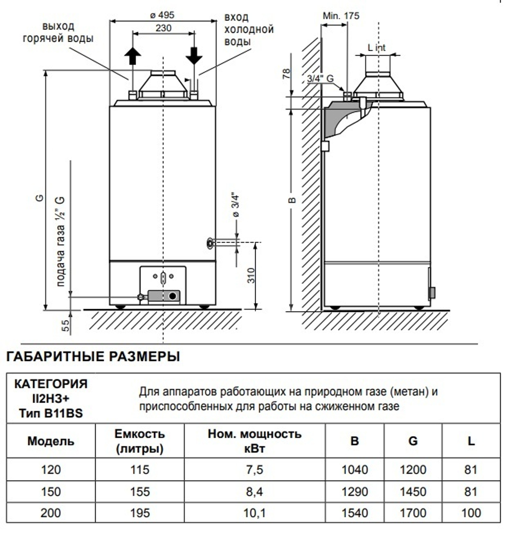 Газовый напольный водонагреватель Ariston SGA 120R