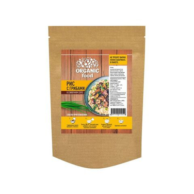 Organic Food Рис с грибами в соусе со сливочным вкусом, 60 гр