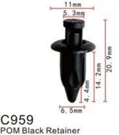 Клипса для крепления внутренней обшивки а/м Тойота пластиковая (100шт/уп.) Forsage клипса C0959(Toyota)