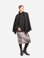 Блуза женская из тенсела и шелка "Крестьянская". Черная