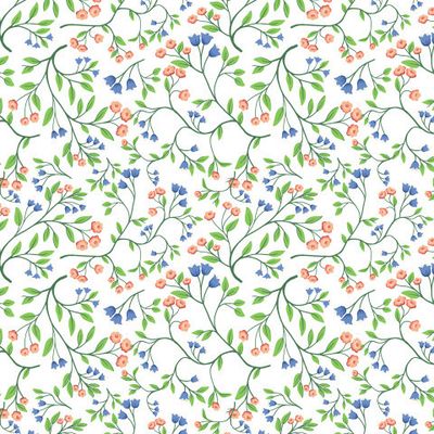 Hand drawn decorative seamless pattern with gentle flowers. Floral bouquet pattern with small flowers and leaves. Plants ornament for textile, fabric, print, wallpaper, wrap paper
