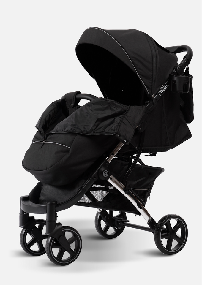 Peppy Коляска прогулочная Polo 2.0 (silver black) хром рама, сумка