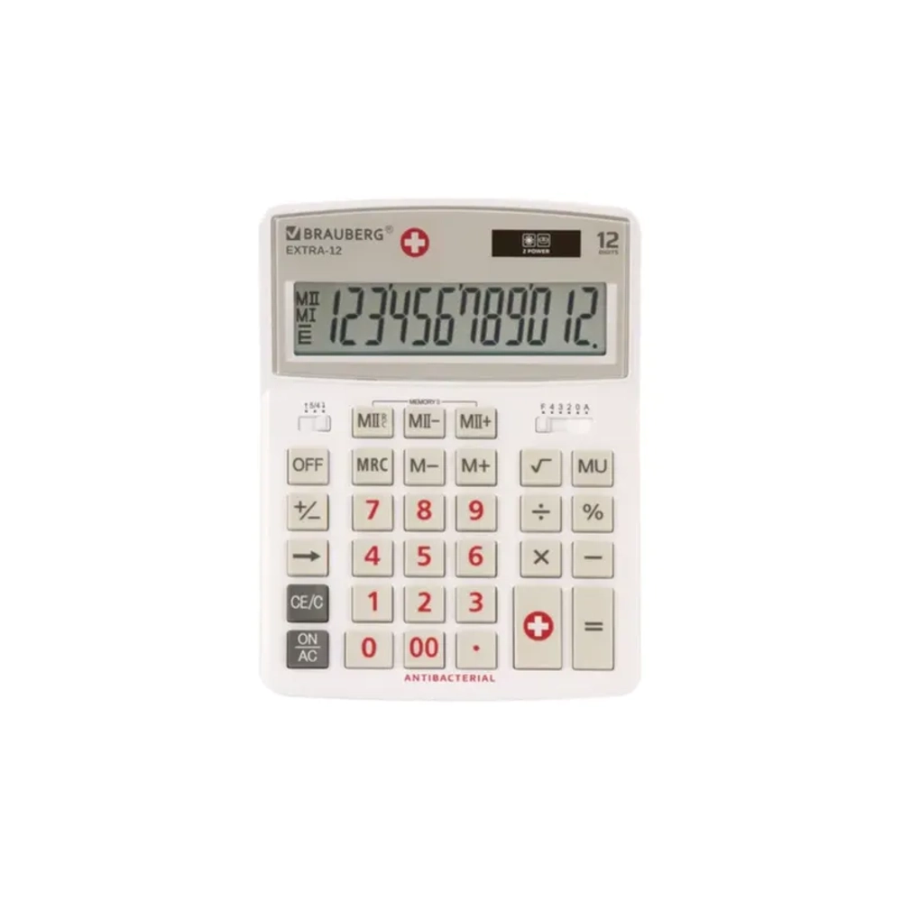 Калькулятор BRAUBERG EXTRA 12р /2 памяти/ (155*206) Белый, 12-WAB
