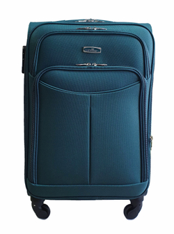 Чемодан тканевый Lcase Amsterdam размера L. Дорожный чемодан с расширением, 75 см, 96 л, Темно-зеленый