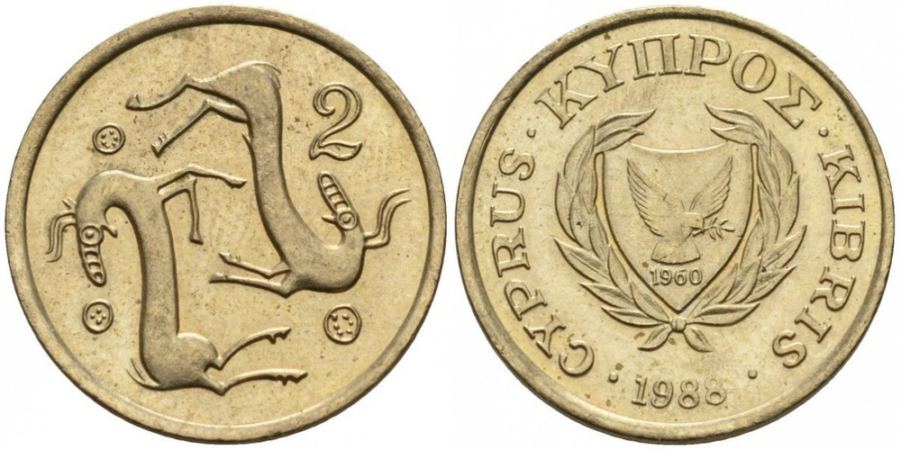 Кипр 2 цента, 1985-1990 Коза XF