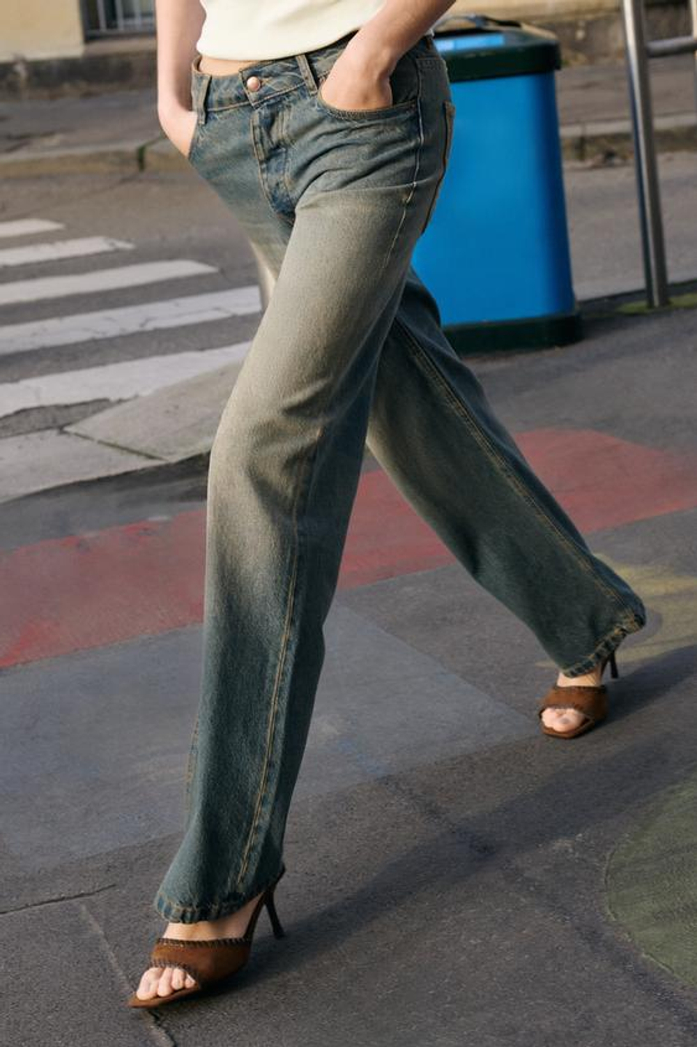 ZARA ДЖИНСЫ Z1975 STRAIGHT СВОБОДНОГО КРОЯ СО СРЕДНЕЙ ПОСАДКОЙ, ИНДИГО