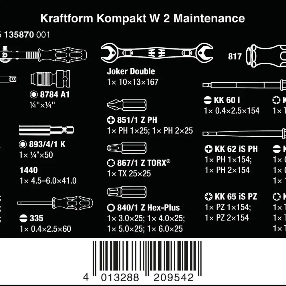 Набор инструментов Kraftform Kompakt W 2 Maintenance WERA 05135870001