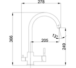 Смеситель для кухни Haiba с подключением фильтра, нержавеющая сталь, сатин HB 43828
