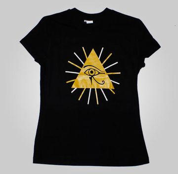 Футболка женская Iron Maiden ( пирамида с глазом и лучами )