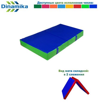 Мат гимнастический 1000х500х100 винилискожа складной в 2 сложения (ппу)