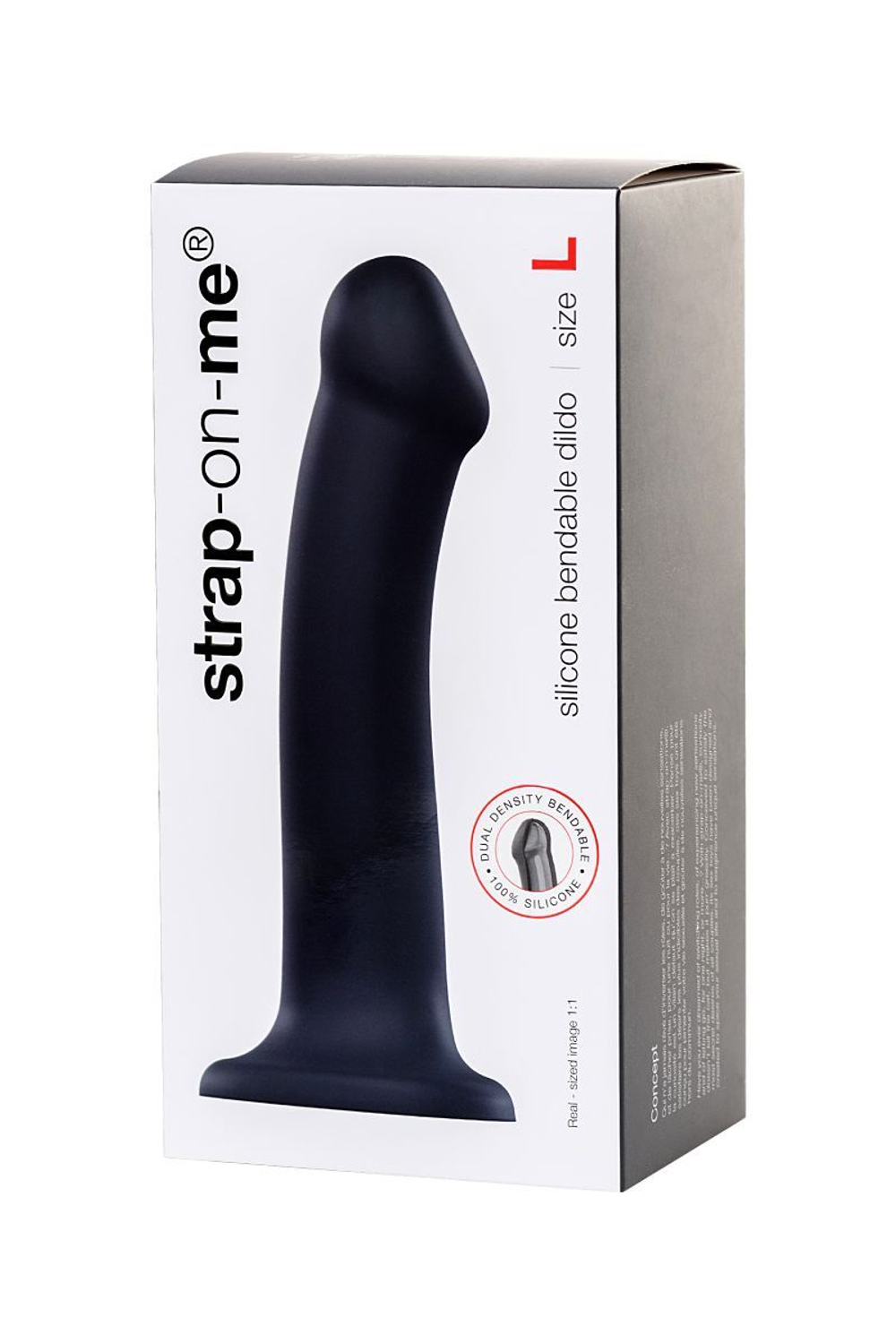 Черный фаллос на присоске Silicone Bendable Dildo L - 19 см.