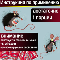 Средство для уничтожения крыс и мышей брикеты Ратобор/ отрава с эффектом мумификации, 200г