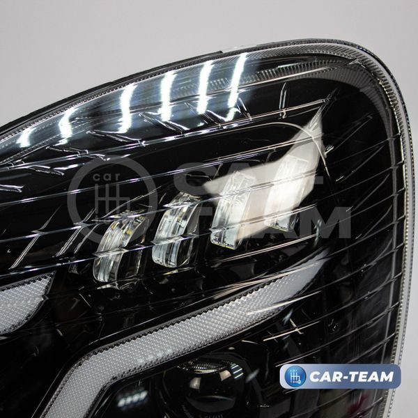 Фары Газель Бизнес передние в стиле Mercedes AMG с 4-мя Bi LED модулями и плавающими поворотниками, черная маска (Китай)
