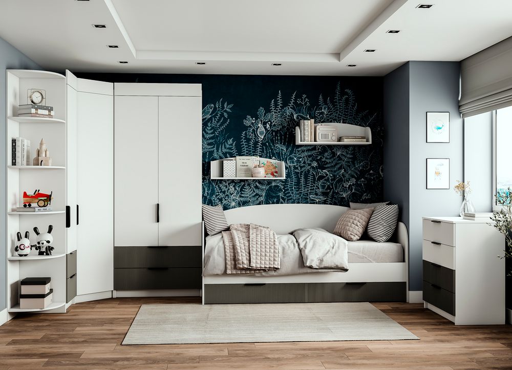 Кровать 900 Лавис КРД 900.1 (Белый/Графит софт)