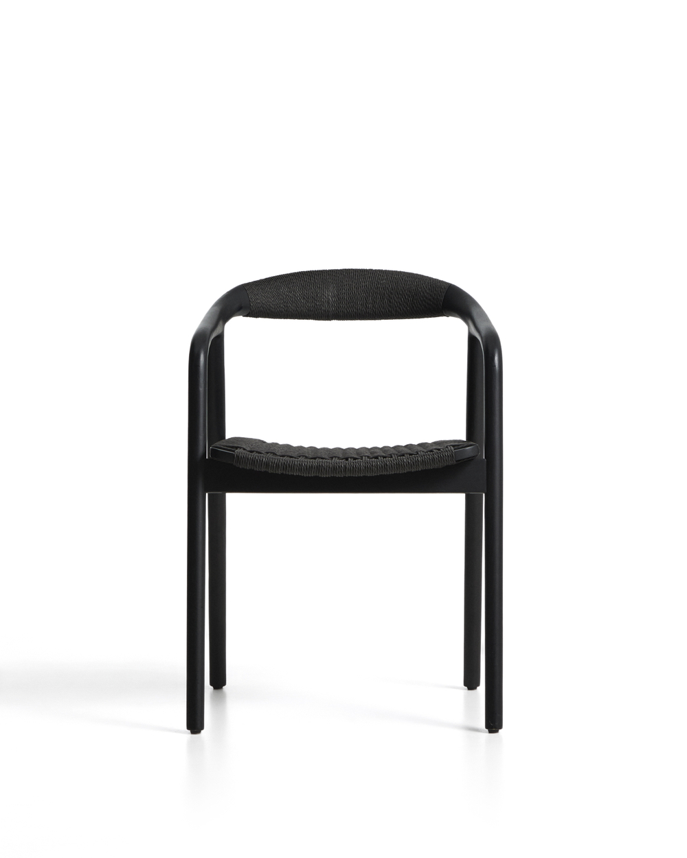 Уличный стул Derile из массива дуба и веревки в черной отделке