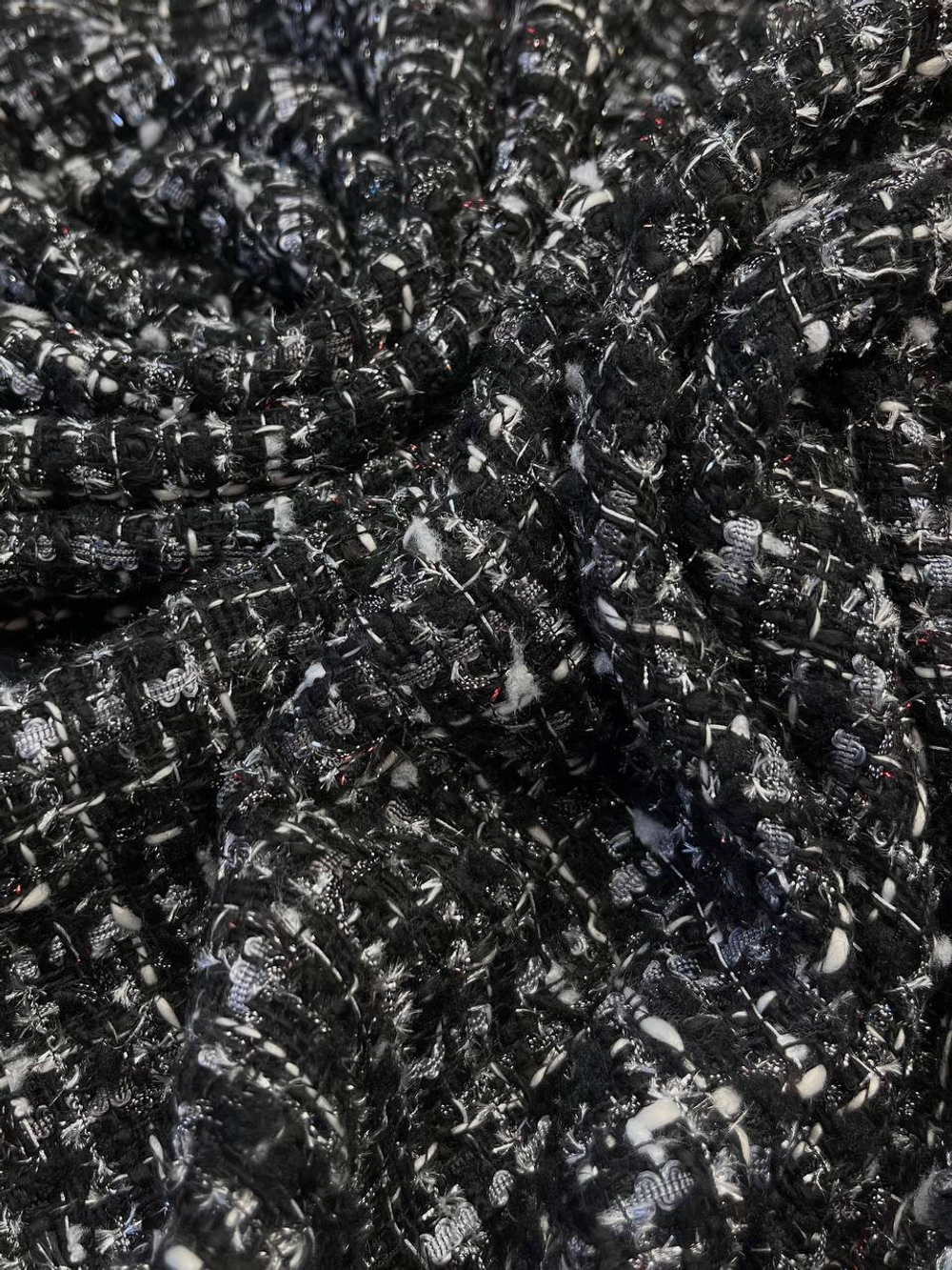 Твид вискоза с п/э и люрексом Chanel серебристо-черный