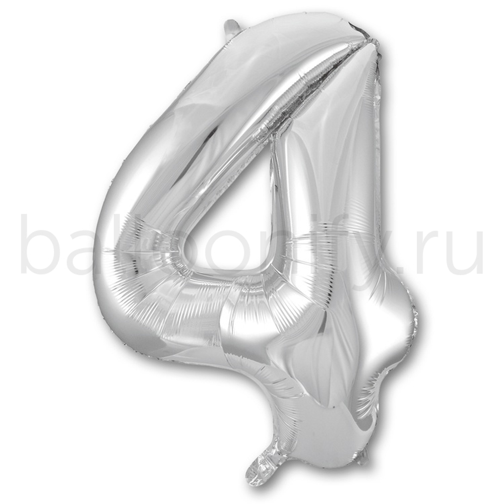 Шар ЦИФРА 4 Silver 40" 102 см