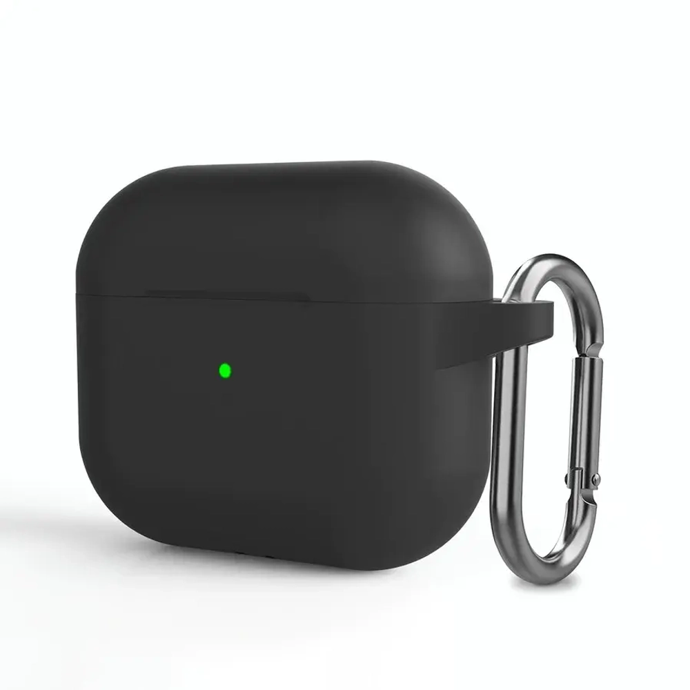 Чехол Protective Case для AirPods 3 силиконовый с карабином (черный)