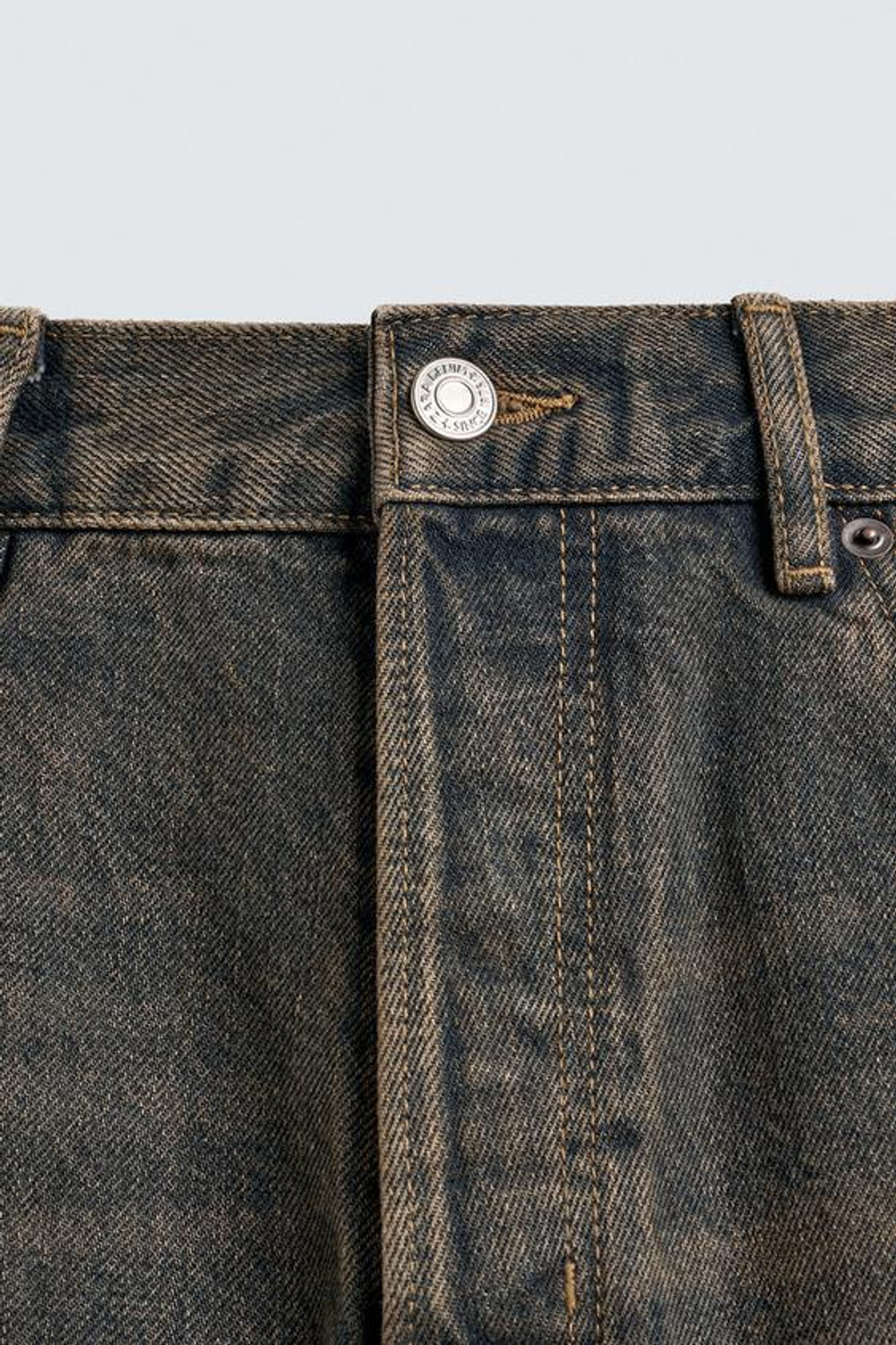 ZARA ДЖИНСЫ СВОБОДНОГО КРОЯ С БРЫЗГАМИ, ПЕСОЧНЫЙ/СИНИЙ