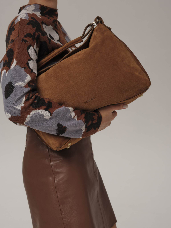 Сумка замшевая на плечо коричневая