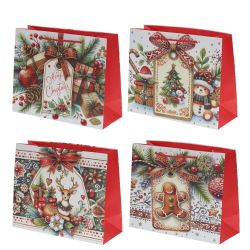 GAEM Пакет подарочный (бумага 210г/м2, блок 12шт), L31 W12 H42 см, 4в.