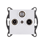 Розетка тройная TV (мама) + TV (папа) + спутниковая SAT, белый Kollinger REA-036WH для Aspekt, Eleganz, Reflex