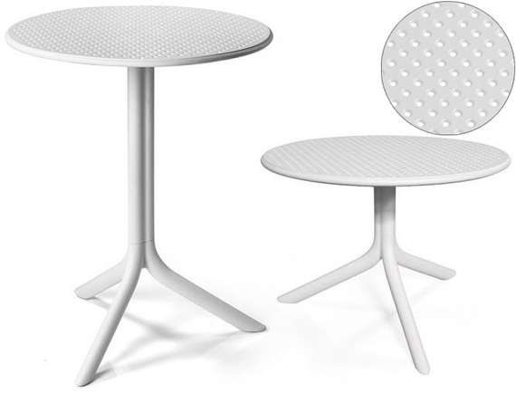 Регулируемый пластиковый стол Step Ø60 см, белый