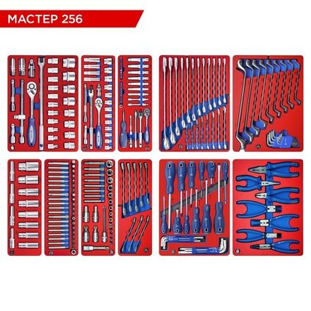 Цена на МАСТАК (5-00256) Набор инструментов "МАСТЕР 256" для тележки, 11 ложементов, 256 предметов