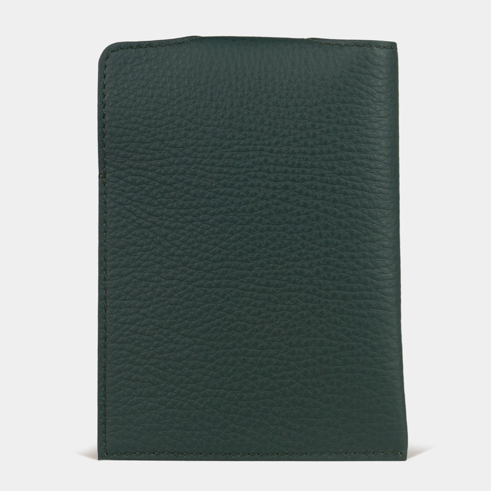 Обложка-кармашек для паспорта London из кожи теленка, темно-зеленого цвета