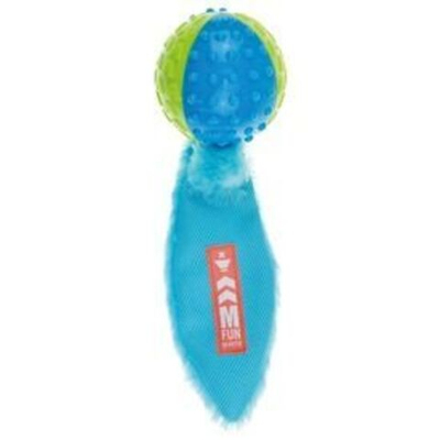 M-PETS Игрушка для собак мяч-пищалка с хвостом, цвет голубой