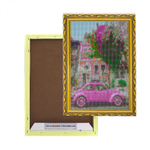 Алмазная мозаика Alingar, на подрамнике, с полным заполнением, (глянц), 20х30 см, 20 цветов, "Розовое авто"