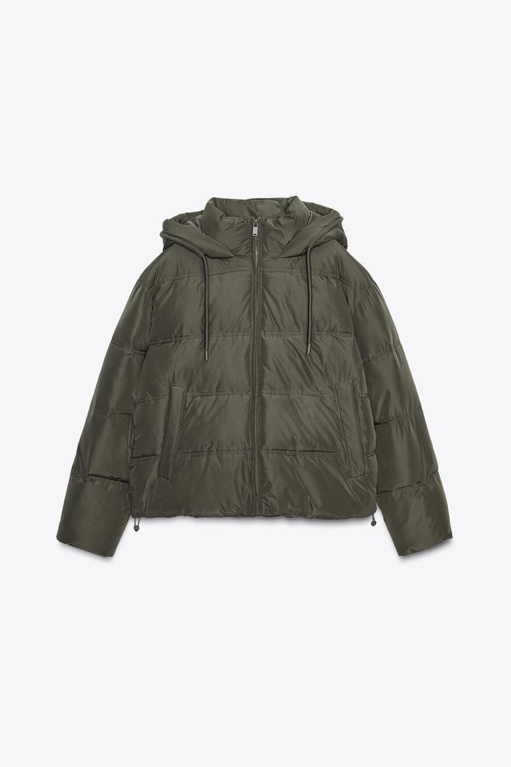 ZARA НЕПРОМОКАЕМЫЙ ВЕТРОЗАЩИТНЫЙ КОРОТКИЙ АНОРАК, ХАКИ