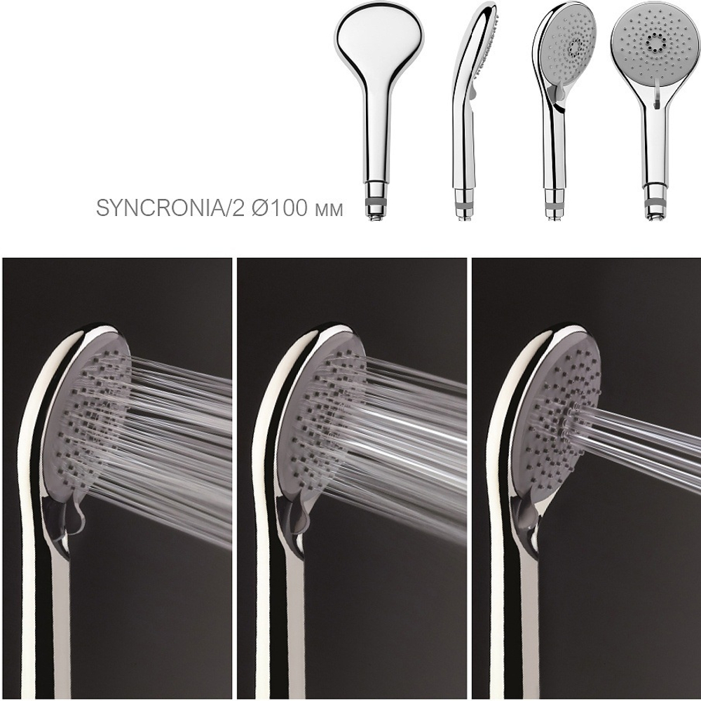 Bossini ABS Elios душевая система: термостат, стойка с верхним поворотным душем Ø 250 мм, с ручным душем, цвет хром