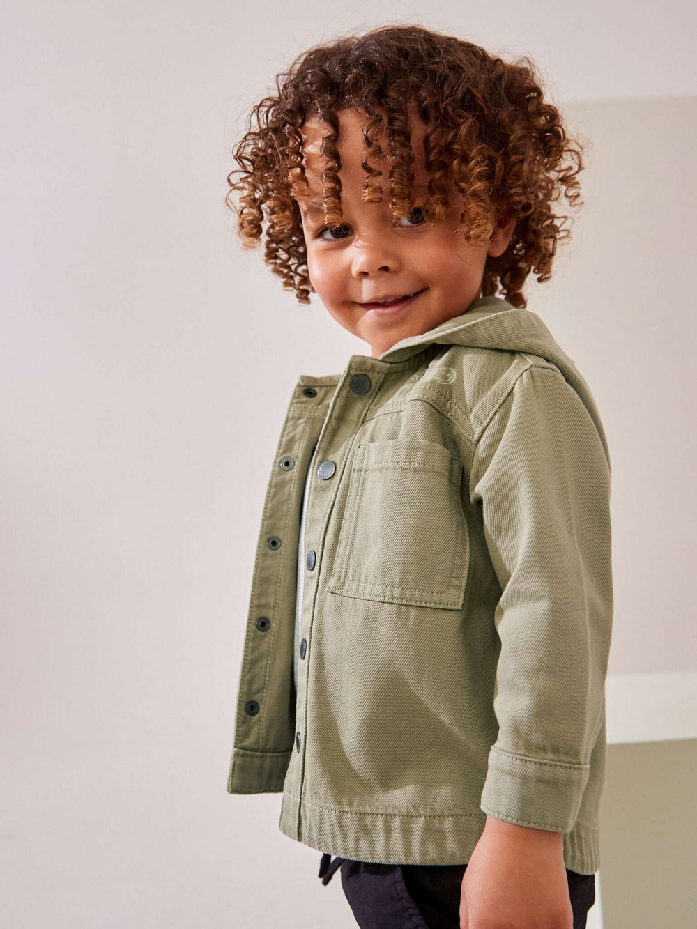 Куртка джинсовая с капюшоном для мальчика Next K83-426, Хаки