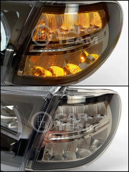 Фары ВАЗ 2114, 2115, 2113 передние тюнинг в стиле BMW 4 led модуля, черная маска, тонированные поворотники