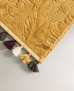 Zara Home - Жаккардовое банное полотенце с кисточками, горчичный, 50х90 см