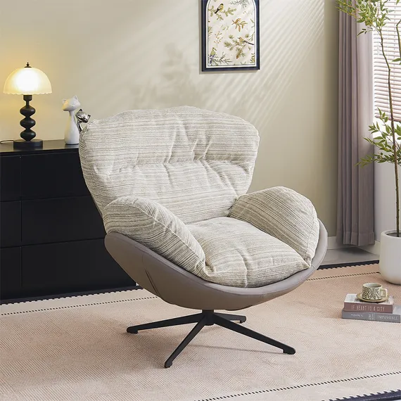 Кресло Tiron серый шенилл, серая экокожа,