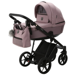 Детская коляска Adamex Belissa 2 в 1 B-PS21/A (СЕРО-РОЗОВ+СИРЕНЬ ПЕРФ.КОЖА)