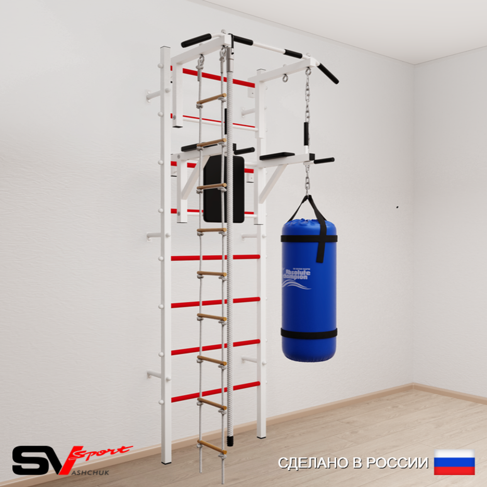 Шведская стенка Sv Sport 5751 (Турник стандарт/Брусья/Канат/Лестница/Цепь/Мешок 15кг)