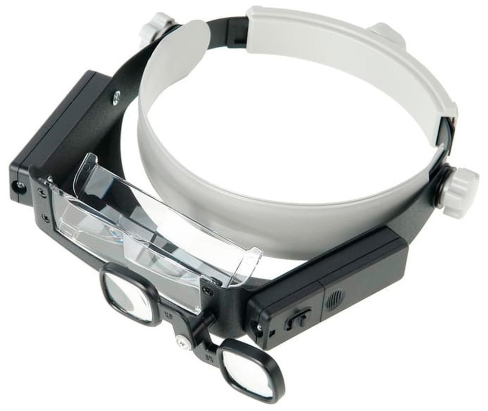 Лупа Kromatech налобная 1,5/3/6/8/17x, с подсветкой (2 LED) MG81007-P
