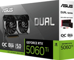 Видеокарта ASUS NVIDIA  GeForce RTX 5060TI DUAL-RTX5060TI-O8G 8ГБ Dual, GDDR7, OC,  Ret