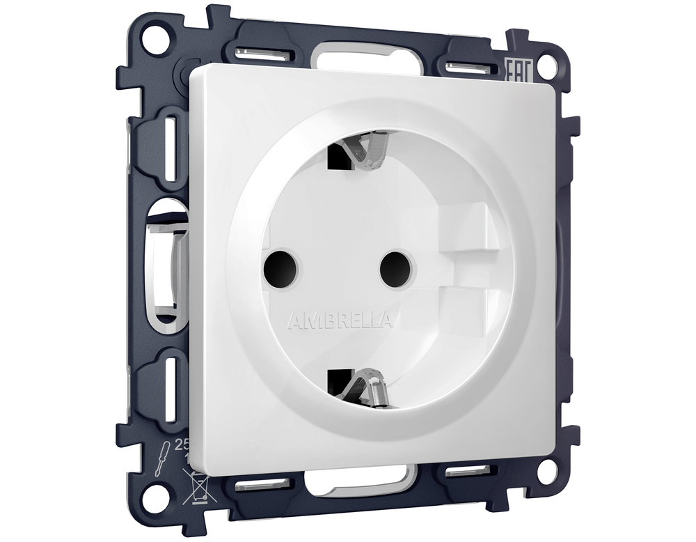 MA127010 Комплект механизма электрической розетки ALFA Белый матовый с/з с шторками QUANT (AP1270, VM141)