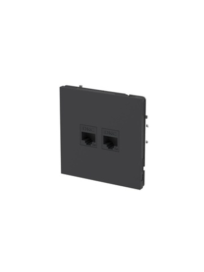 Розетка компьютерная 2-м KANT RJ45 кат.5E без шторки черн. уголь DKC 7012664