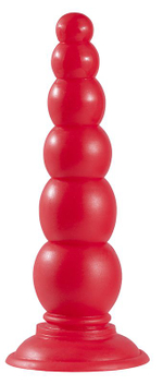Красная анальная пробка-ёлочка MENZSTUFF BEADED PROBE - 16,5 см. (Цвет: красный)